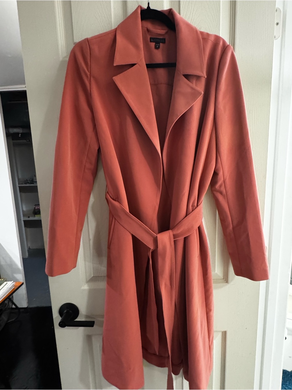 Express Coral Pink Belted Trench Pea Coat